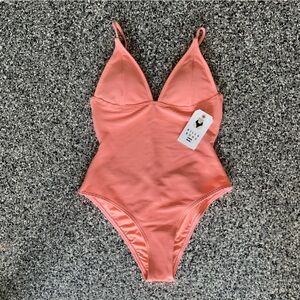 Billabong ✦ Coral Ribbed One-Piece Swimsuit (M)